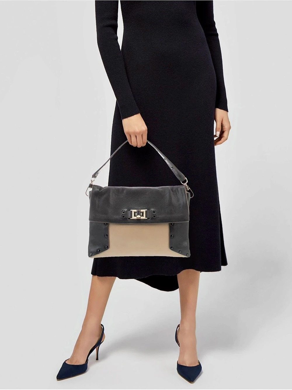 Anya HindmarchClassic Shoulder Bag Black & Tan